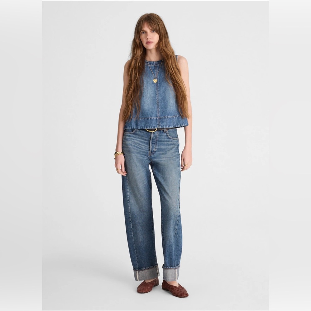 NWT Madewell Pieced Barrel Leg Jean Size 30T Mosby Wash